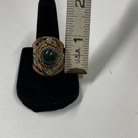 Vintage Gold Tone Filigree Eilat Stone Adjustable Ring Size 8 - Picture 12 of 13